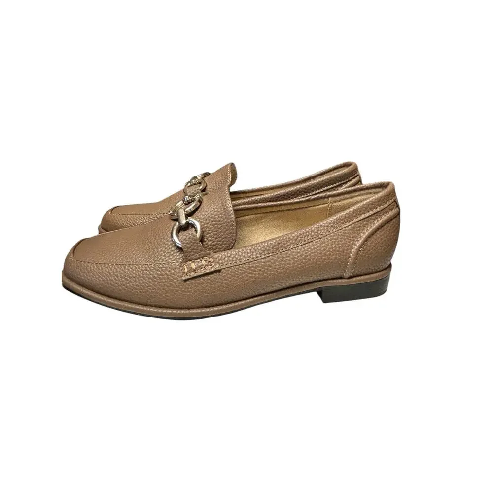 Anne Klein Women's Arlette Loafer In Taupe Size 5.5M Slip On Square Toe Casual